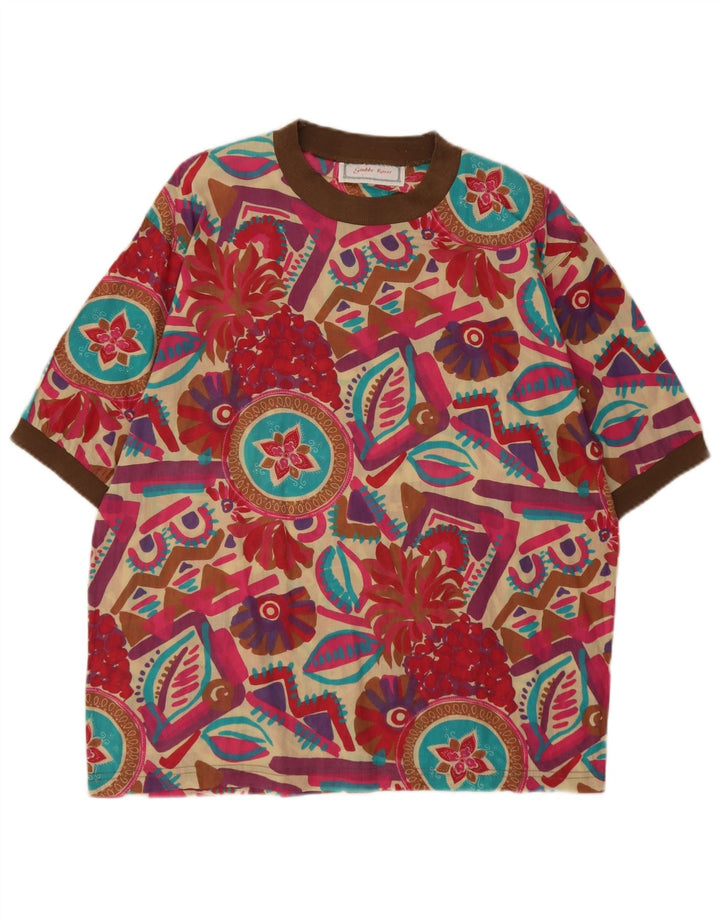 Vintage mujer blusa Top Reino Unido 16 grande multicolor geométrico