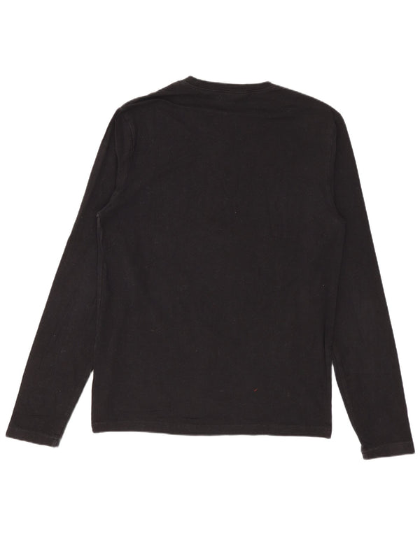 Calvin Klein Jeans Mujer Gráfico Top Manga Larga UK 12 Mediano Negro