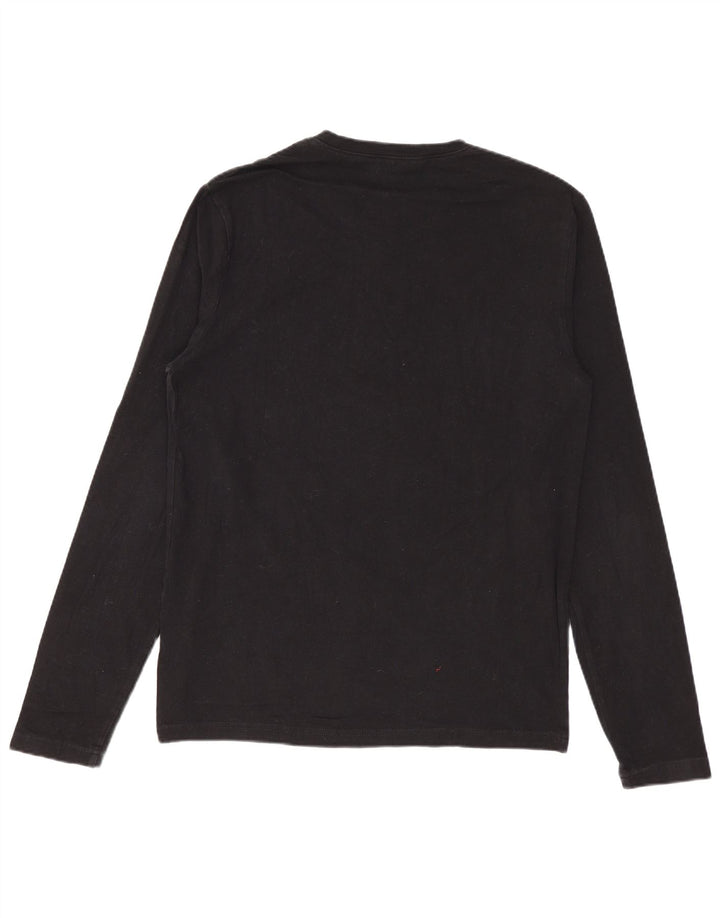 Calvin Klein Jeans Mujer Gráfico Top Manga Larga UK 12 Mediano Negro