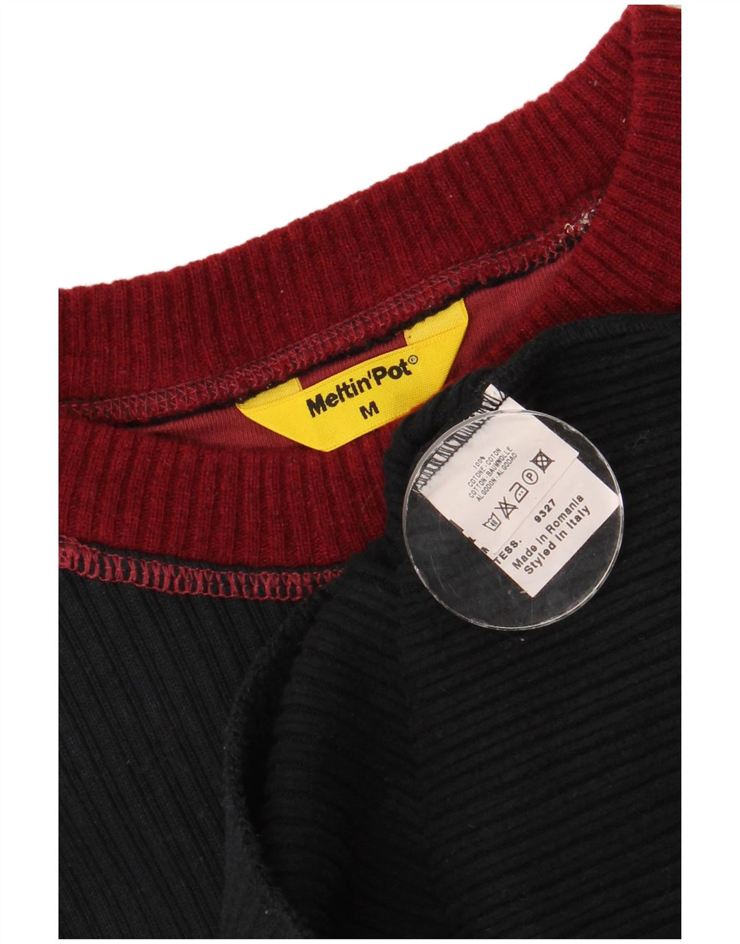 Meltin' Pot Camiseta para hombre de manga larga de algodón con bloques de color negro medio