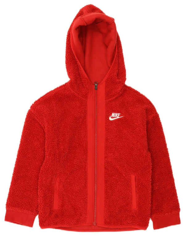 Nike Sudadera con capucha y cremallera para niñas de 7 a 8 años, XS, rojo, poliéster