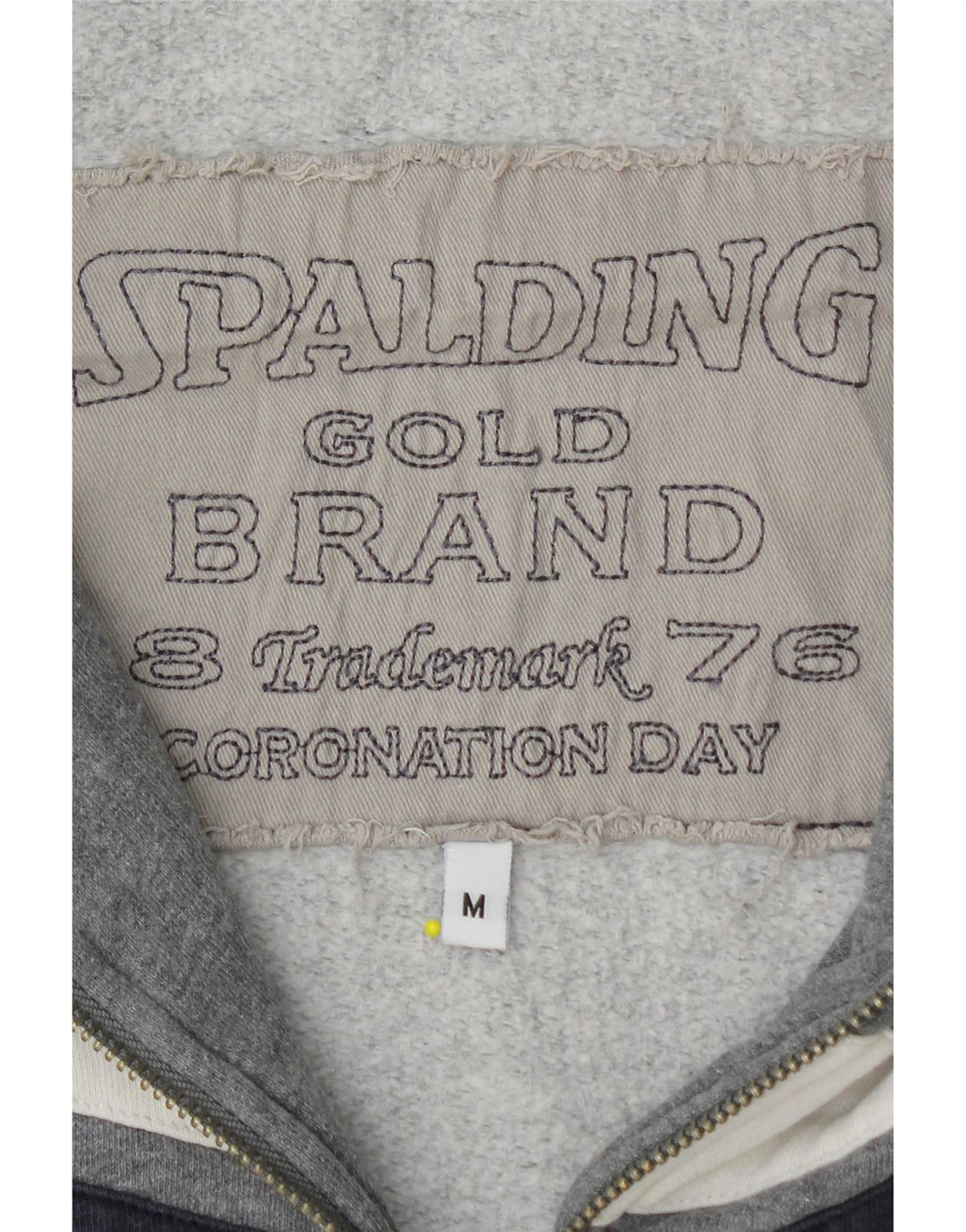 SPALDING Sudadera con capucha y cremallera gráfica para hombre de algodón gris medio con bloques de color