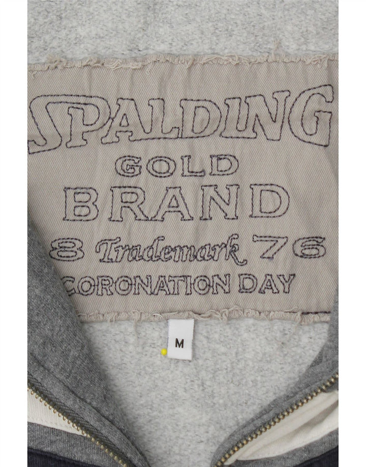 SPALDING Sudadera con capucha y cremallera gráfica para hombre de algodón gris medio con bloques de color