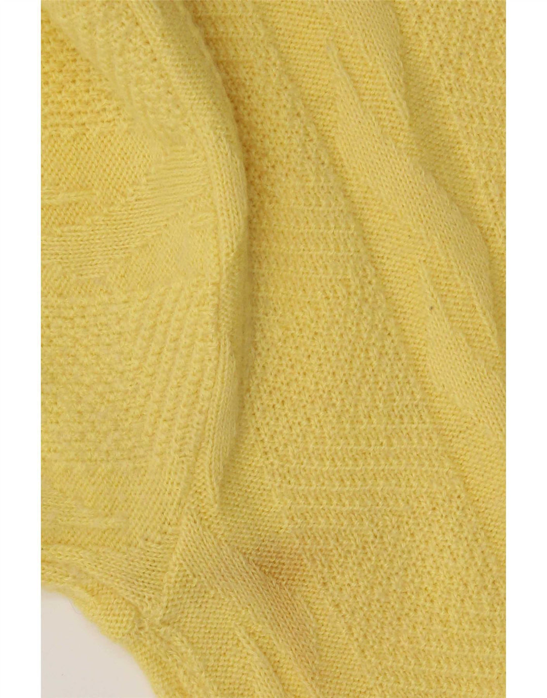 Vintage hombres polo cuello jersey suéter grande lana amarilla