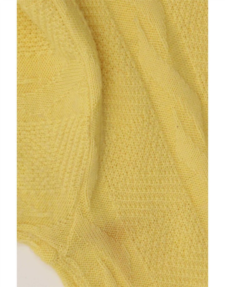 Vintage hombres polo cuello jersey suéter grande lana amarilla