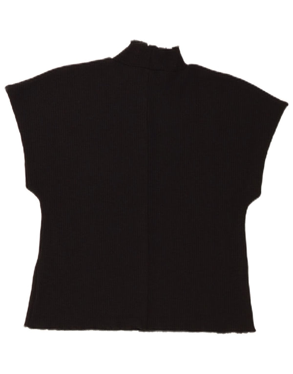 Zara Camiseta Mujer Top UK 44 Medio Negro Poliéster