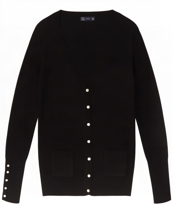 Zara Mujer Cárdigan Suéter UK 46 Grande Rayón Negro
