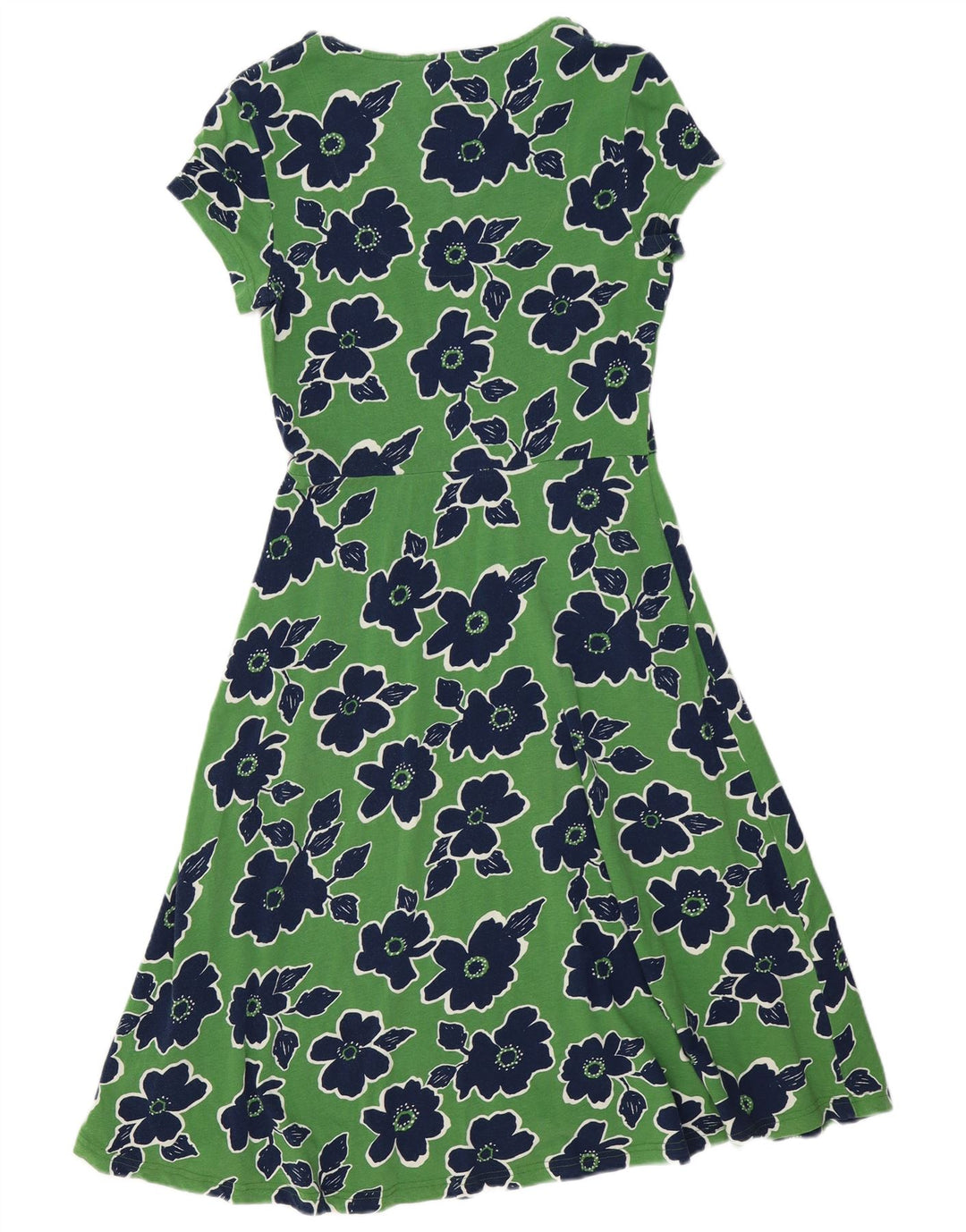 SEASALT CORNWALL Vestido acampanado para mujer UK 10 Pequeño algodón floral verde