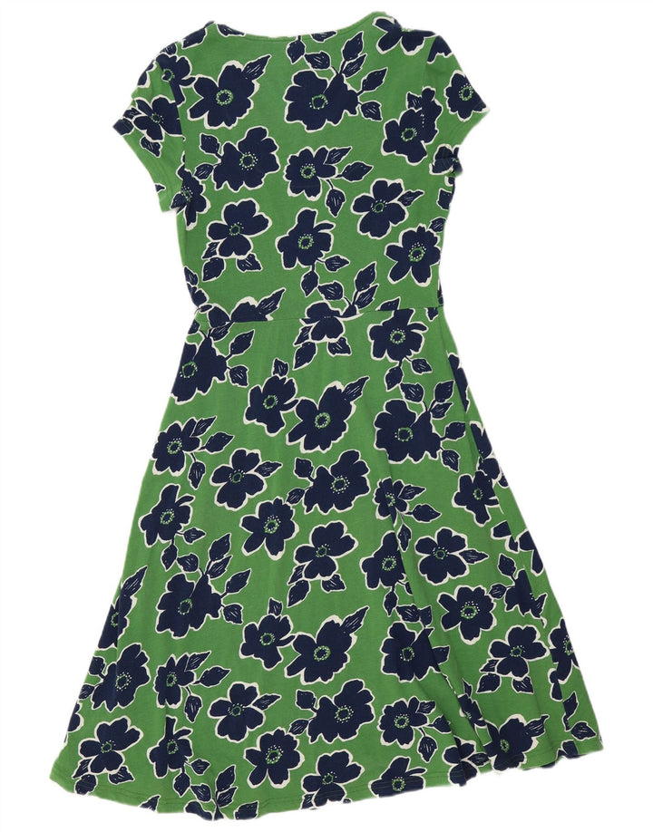 SEASALT CORNWALL Vestido acampanado para mujer UK 10 Pequeño algodón floral verde