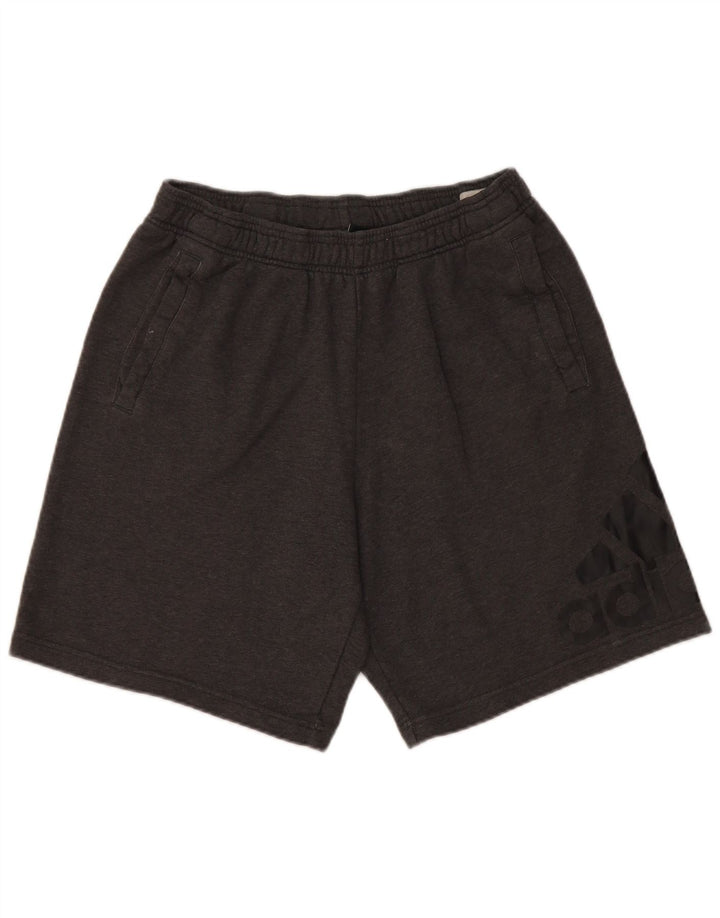 Pantalones cortos deportivos con gráficos Adidas para hombre de algodón gris medio