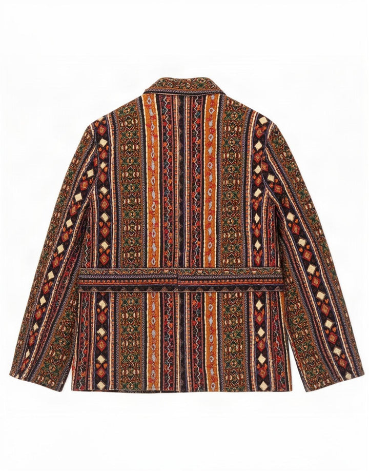 Zara Mujer Blazer Chaqueta UK 10 Small Multicolor Rayas Algodón Étnico