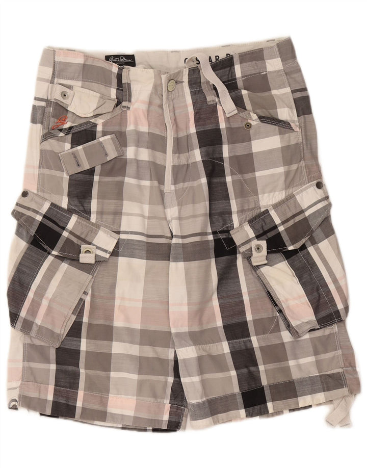 Pantalones cortos tipo cargo con gráficos G-Star para hombre W31 de algodón a cuadros en gris medio