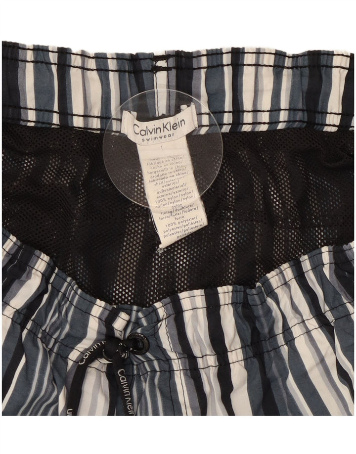 Calvin Klein - Bañador para hombre, talla grande, poliéster a rayas azules