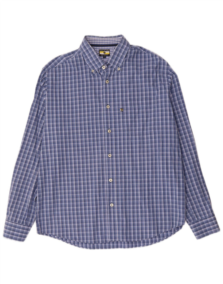 Navigare Camisa Hombre Algodón Cuadros Azul Grande