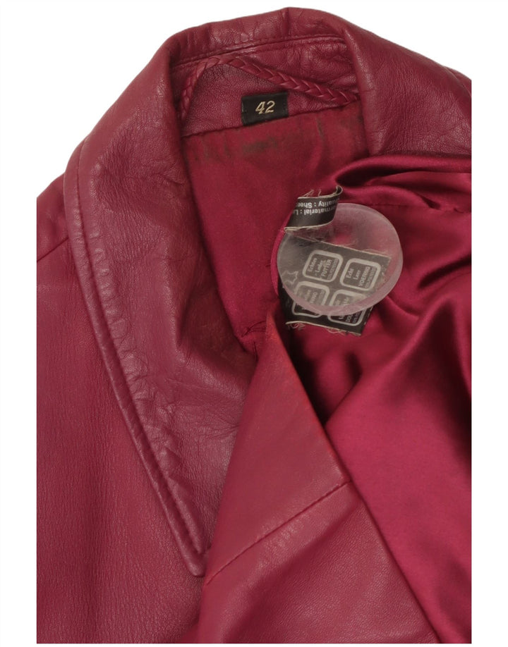 Chaqueta de cuero vintage para mujer IT 42 Cuero medio burdeos