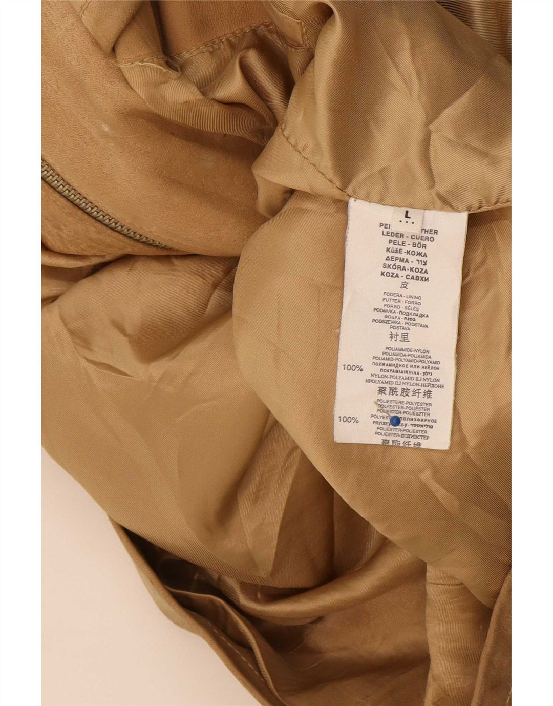 Vintage hombres ante chaqueta Reino Unido 40 cuero beige grande