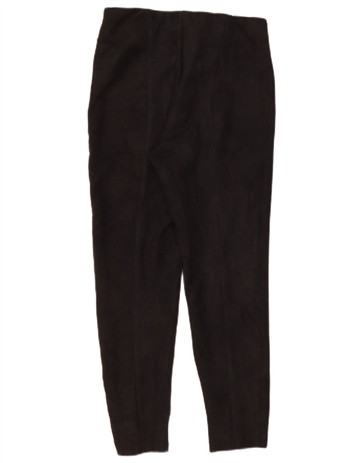 Zara Mujer Pantalones Casuales Slim Large W32 L26 Poliéster Negro