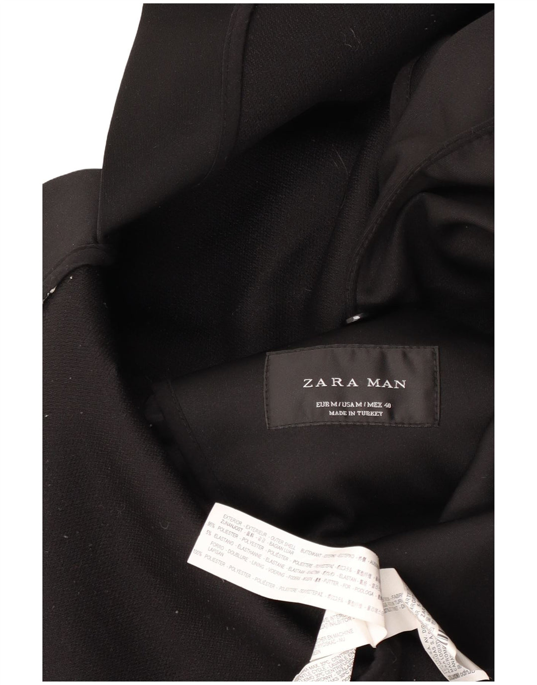 Zara Hombre Gabardina ES 38 Mediano Negro Poliéster