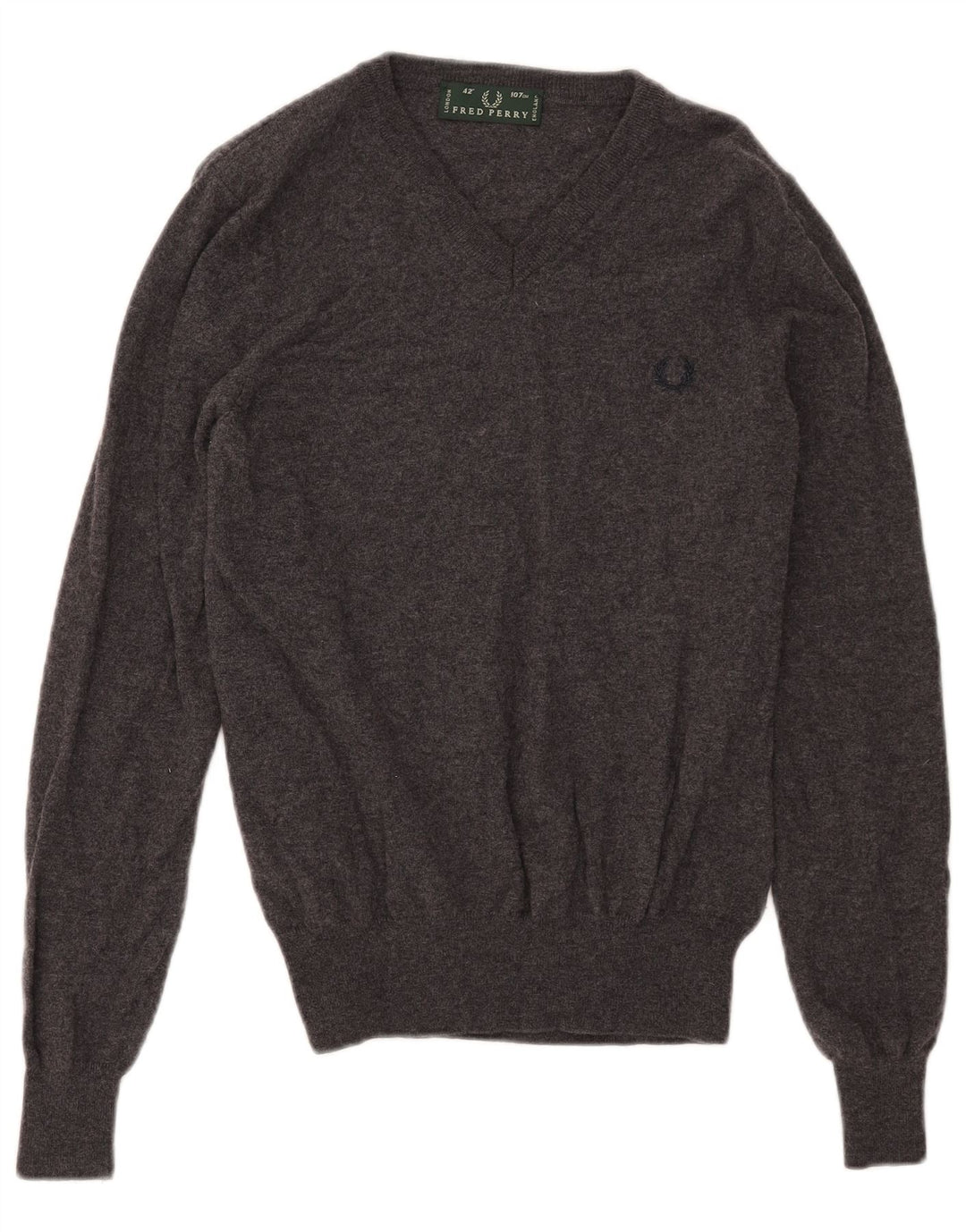 Fred Perry Jersey Con Cuello En V De Lana Gris Medio Para Hombre