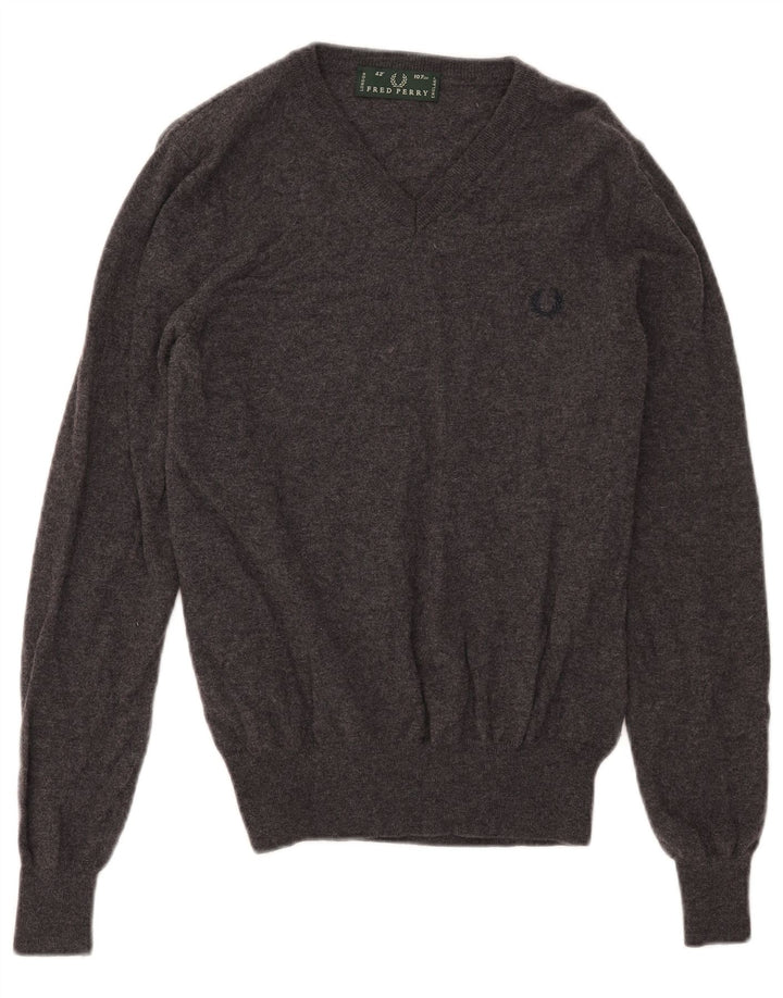 Fred Perry Jersey Con Cuello En V De Lana Gris Medio Para Hombre