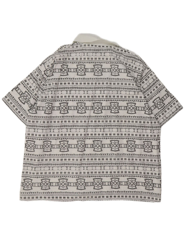 JOHN F GEE Camisa tipo jersey de manga corta para hombre 2XL Algodón geométrico blanco