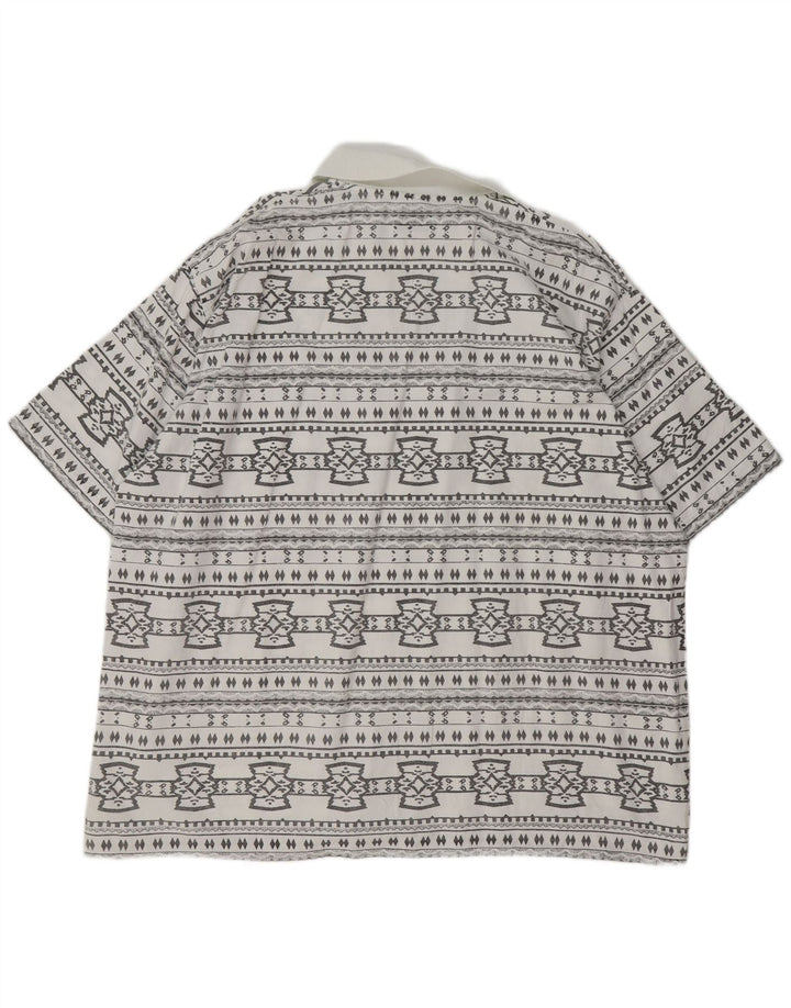 JOHN F GEE Camisa tipo jersey de manga corta para hombre 2XL Algodón geométrico blanco