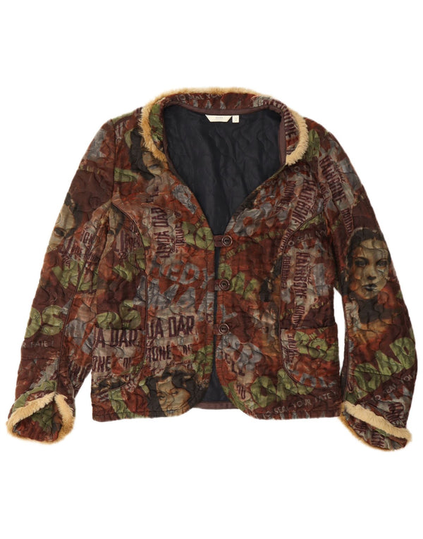 Vintage mujer gráfico 3 botones Blazer chaqueta IT 42 medio multicolor