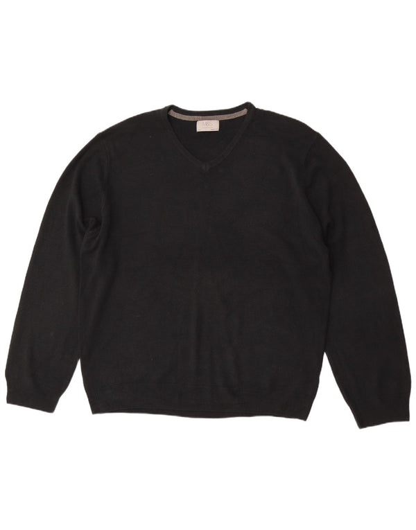 Marks & Spencer Suéter tipo jersey con cuello en V y corte regular para hombre 2XL Acrílico negro