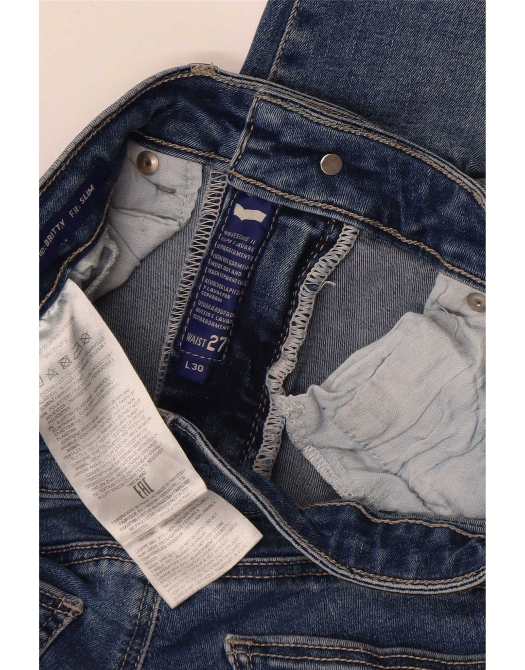 Vaqueros Slim Mujer Gas W27 L26 Algodón Azul