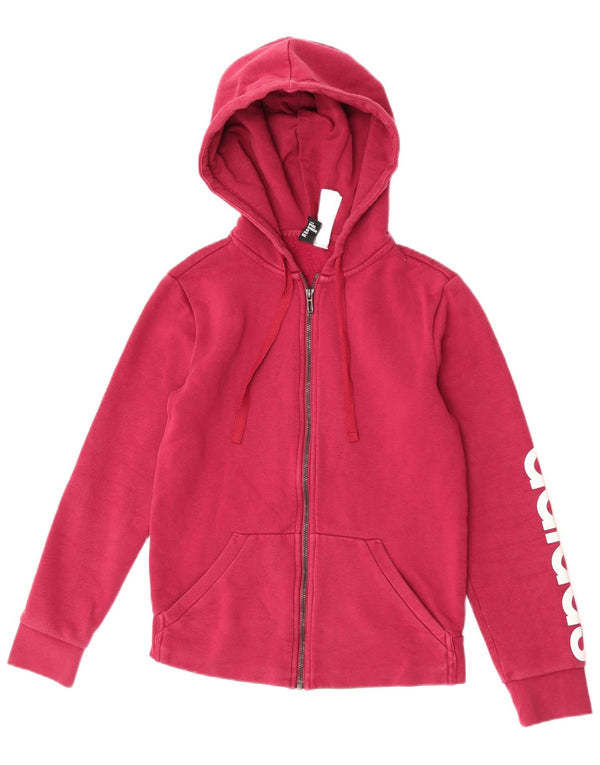 Adidas Sudadera con capucha y cremallera gráfica para mujer UK 8/10 Small Pink Cotton