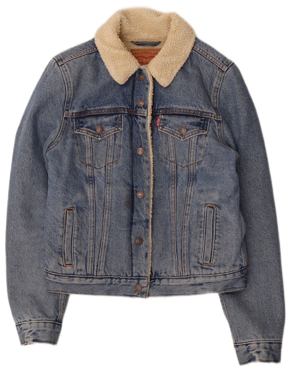 LEVI'S Chaqueta vaquera Sherpa para mujer UK 6 XS Algodón azul
