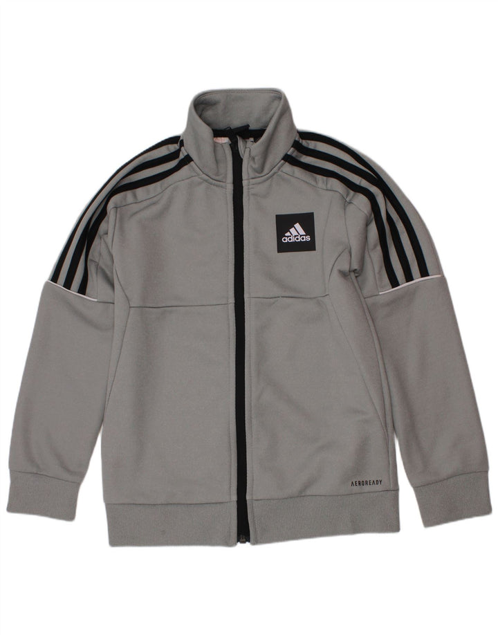Adidas Chicos Aeroready Chándal Top Chaqueta 7-8 Años Gris Poliéster
