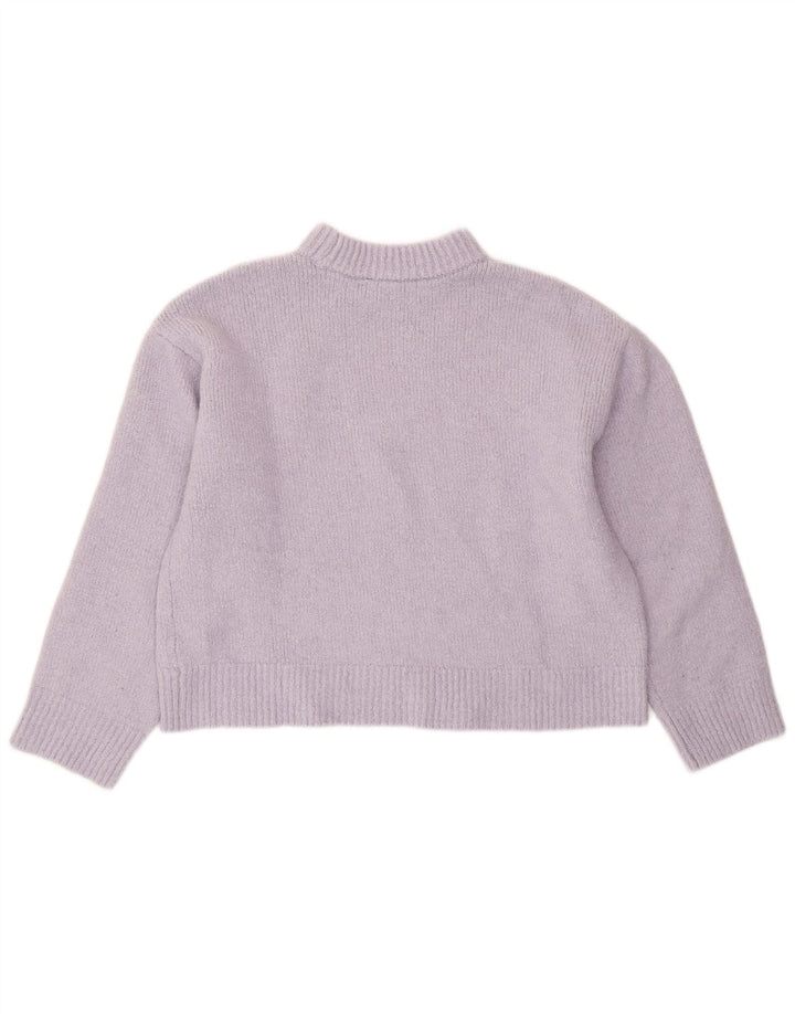 Zara Mujer Crop Turtle Neck Jumper Sweater UK 44 Medio Púrpura Poliéster