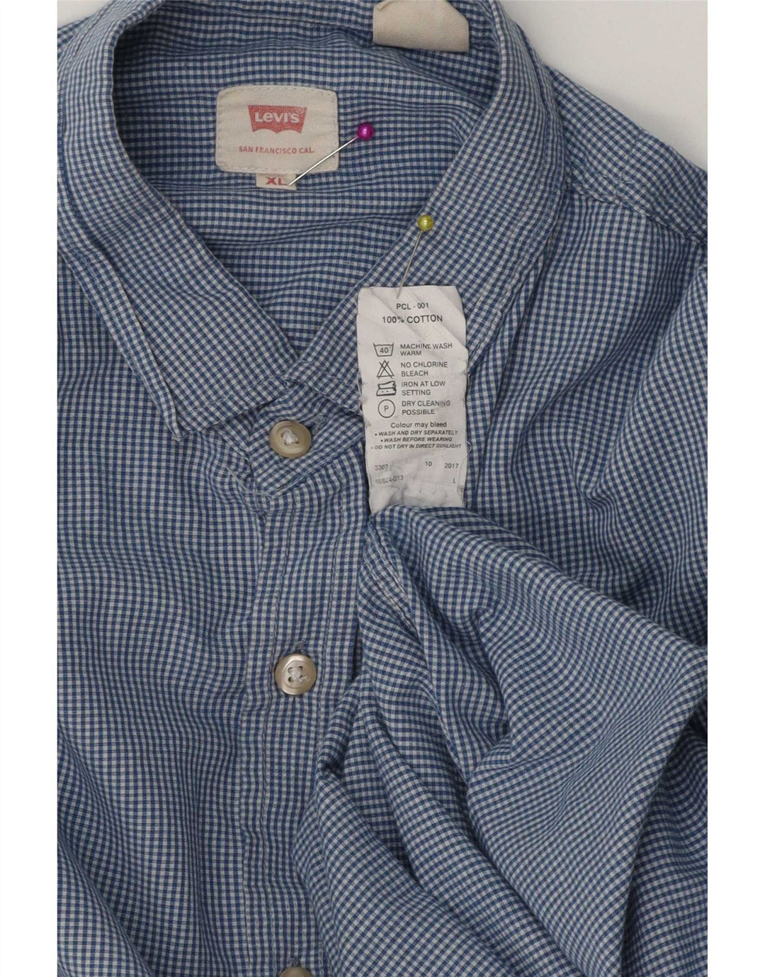 Camisa Levi's Hombre XL Algodón Vichy Azul