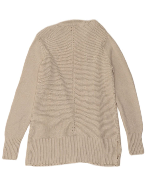 Fat Face Womens Open Cardigan Sweater UK 10 Small Beige Acrylic
