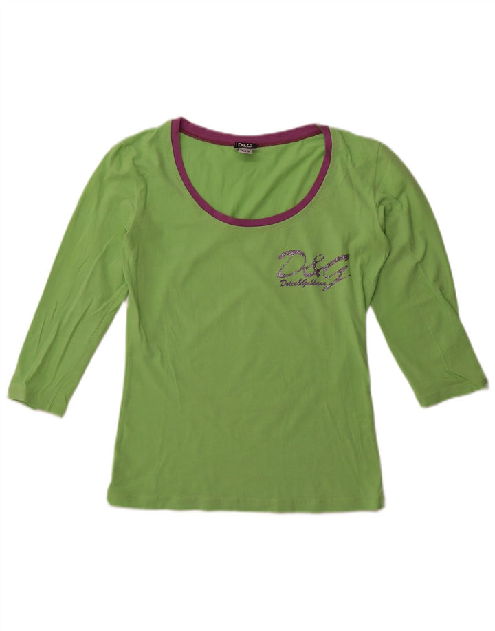 Dolce & Gabbana Top gráfico para mujer manga 3/4 UK 42 Verde medio