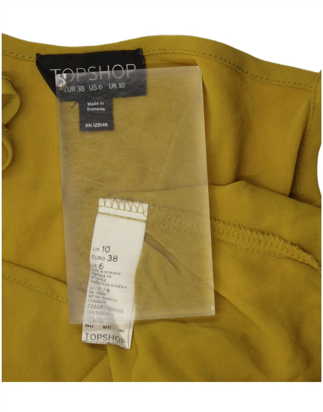 Top de tirantes para mujer Topshop UK 10 Small Poliéster amarillo