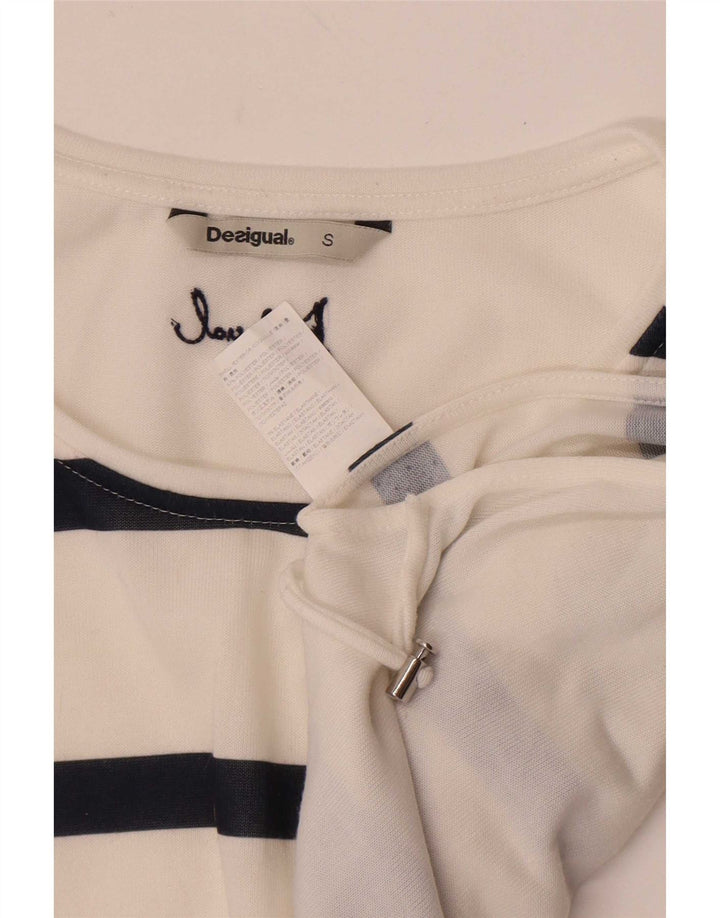 Desigual Top sin mangas gráfico extragrande para mujer UK 10 Small White Floral