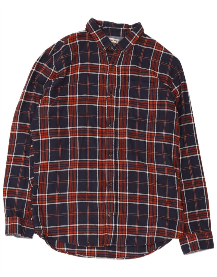 Jack & Jones Hombre Camisa De Franela XL Azul Marino Cuadros Algodón