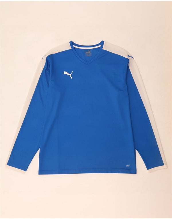Puma Camiseta de manga larga para hombre 2XL Azul Colorblock Poliéster