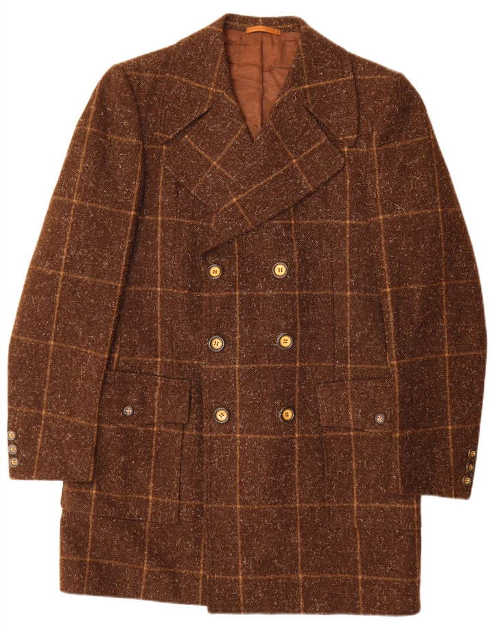 Lubiam Abrigo cruzado para hombre UK 36 Small Brown Check