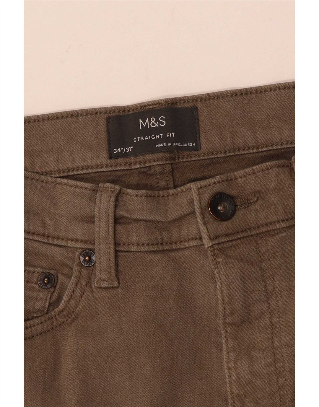 Marks & Spencer Pantalones informales rectos para hombre W34 L31 Beige
