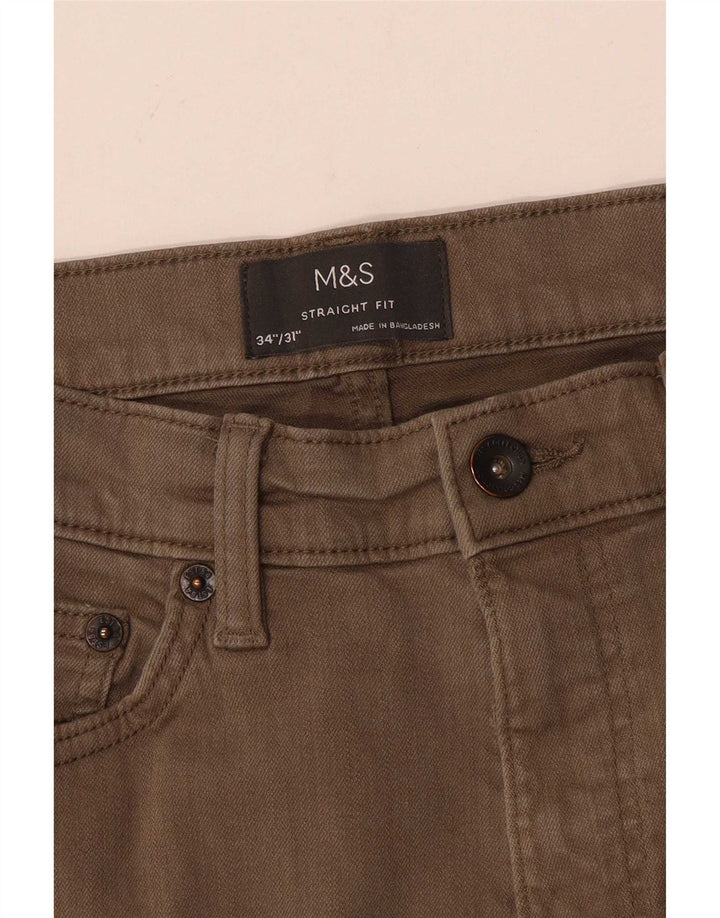 Marks & Spencer Pantalones informales rectos para hombre W34 L31 Beige