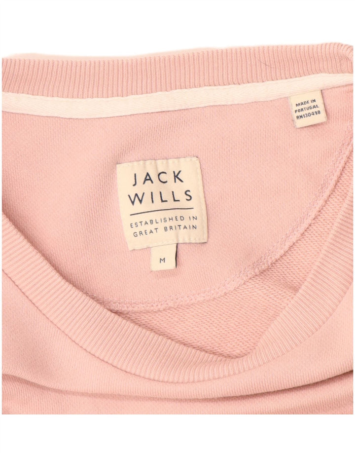 JACK WILLS Hombre Sudadera Gráfica Jumper Algodón Rosa Medio
