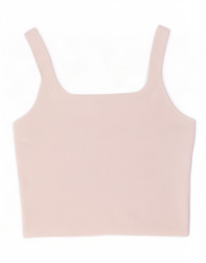 Zara Mujer Crop Cami Top UK 44 Grande Poliéster Blanco