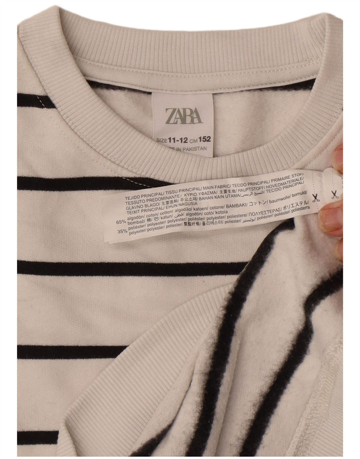 Zara Sudadera Niño Jumper 11-12 Años Blanco Rayas Algodón