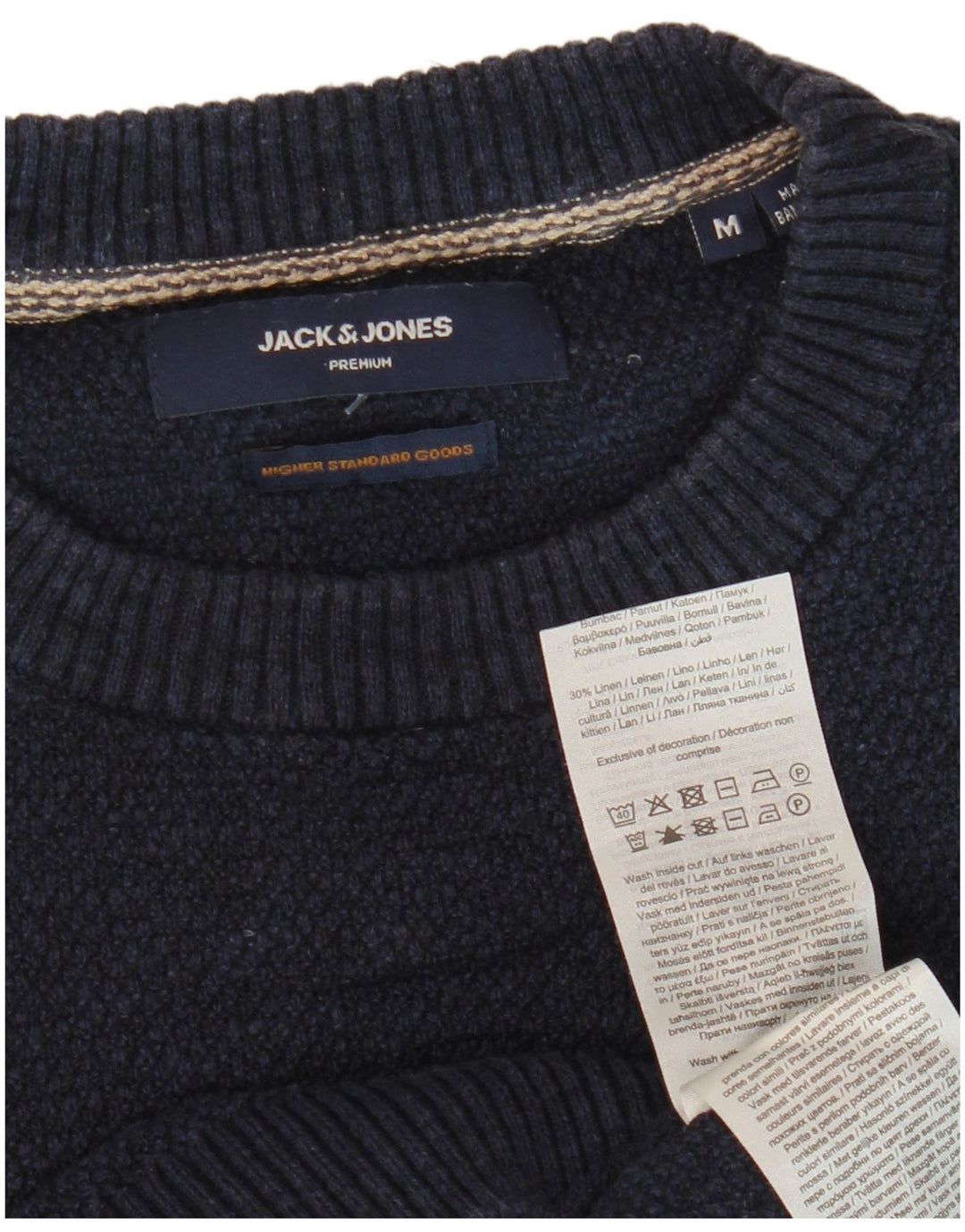 Jersey Jack & Jones Hombre con cuello redondo y cuello redondo de algodón azul marino medio