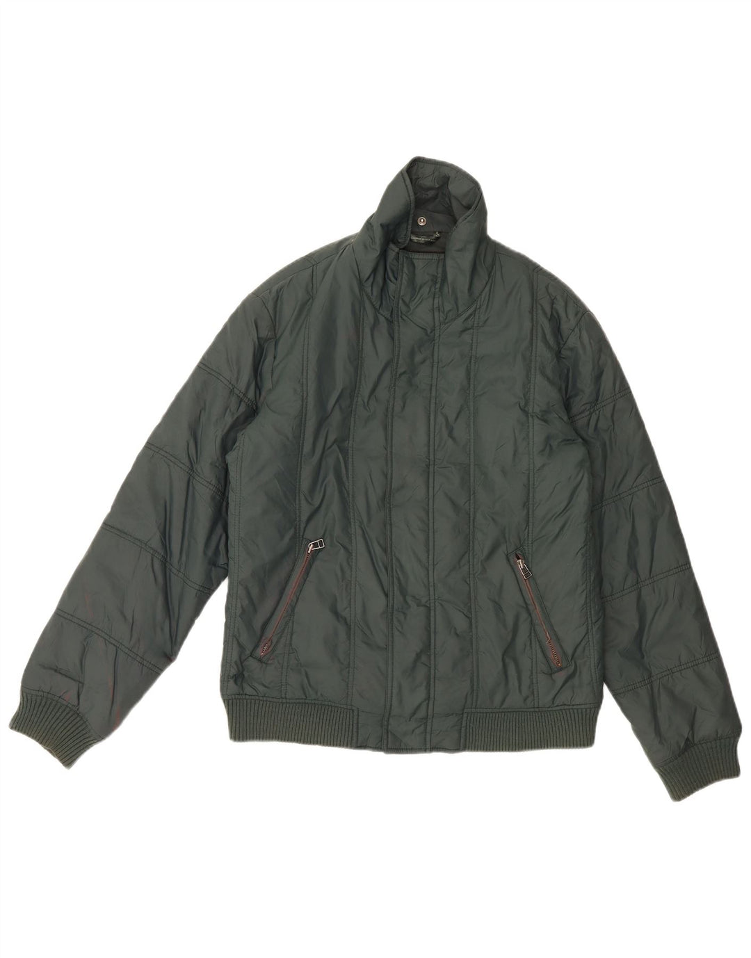 Zara Mens Chaqueta Acolchada UK 40 Grande Nylon Verde