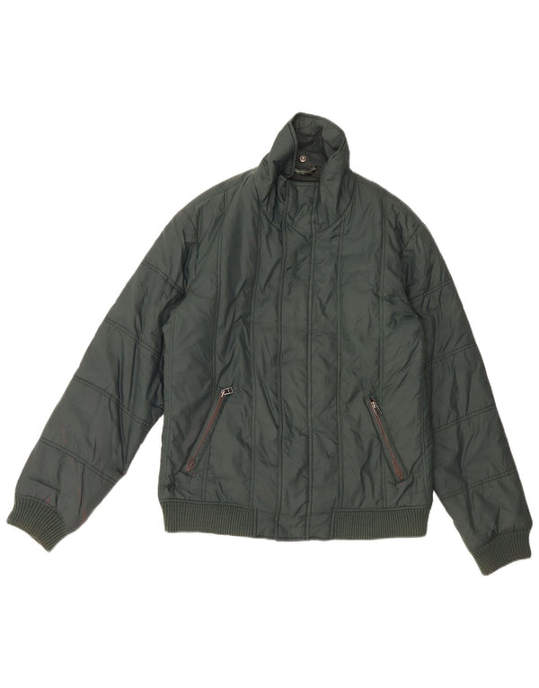 Zara Mens Chaqueta Acolchada UK 40 Grande Nylon Verde
