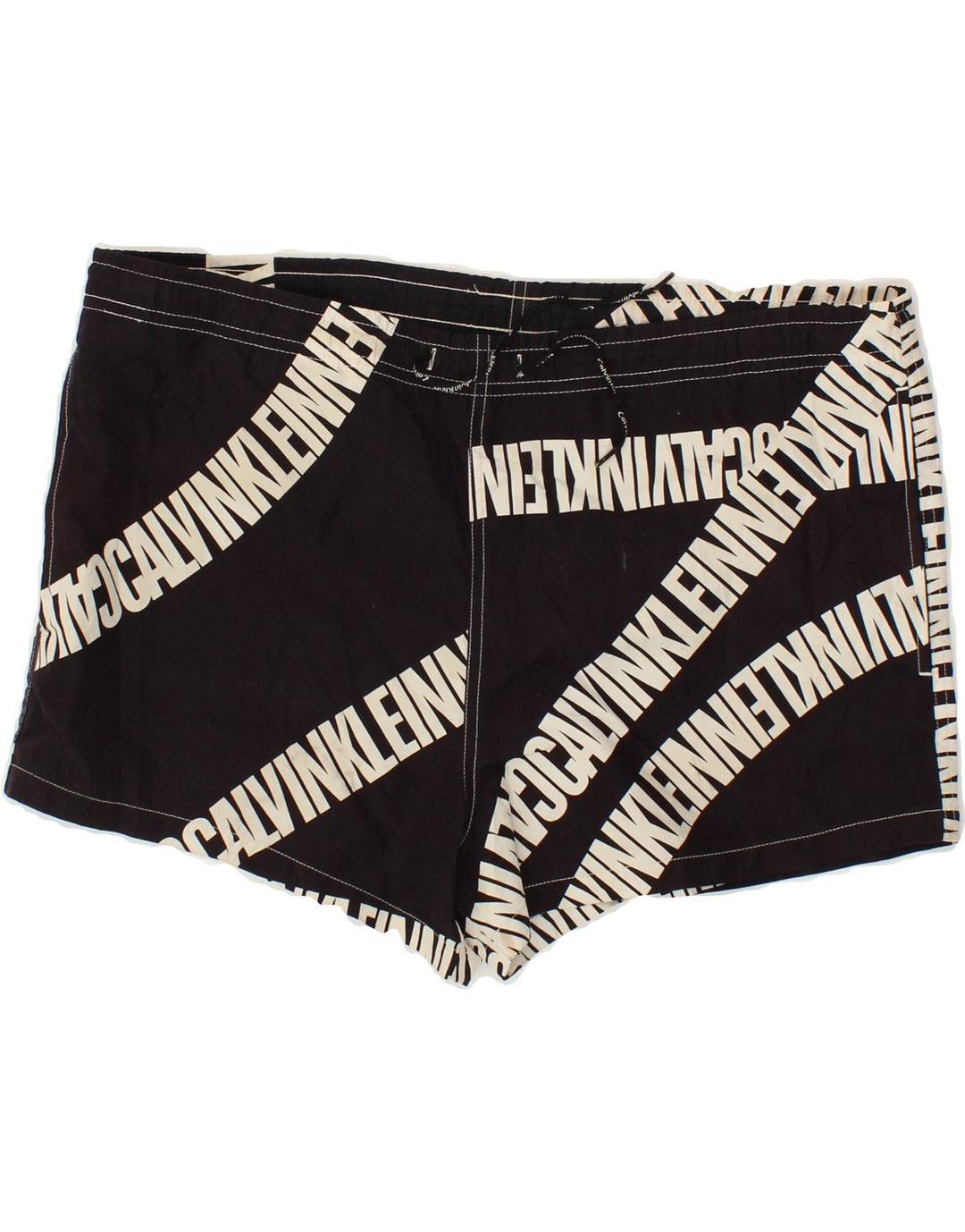 CALVIN KLEIN Shorts de baño gráficos para hombre Poliéster negro mediano